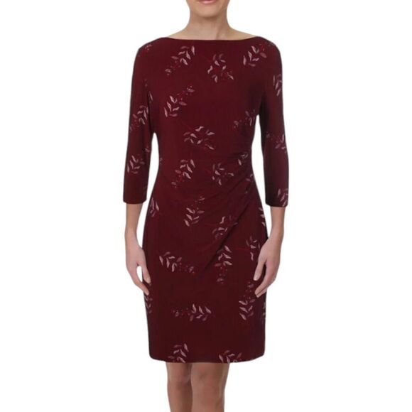 Lauren Ralph Lauren Victorina Sheath Dress Size 6P Floral Gathered Womens - Picture 1 of 11